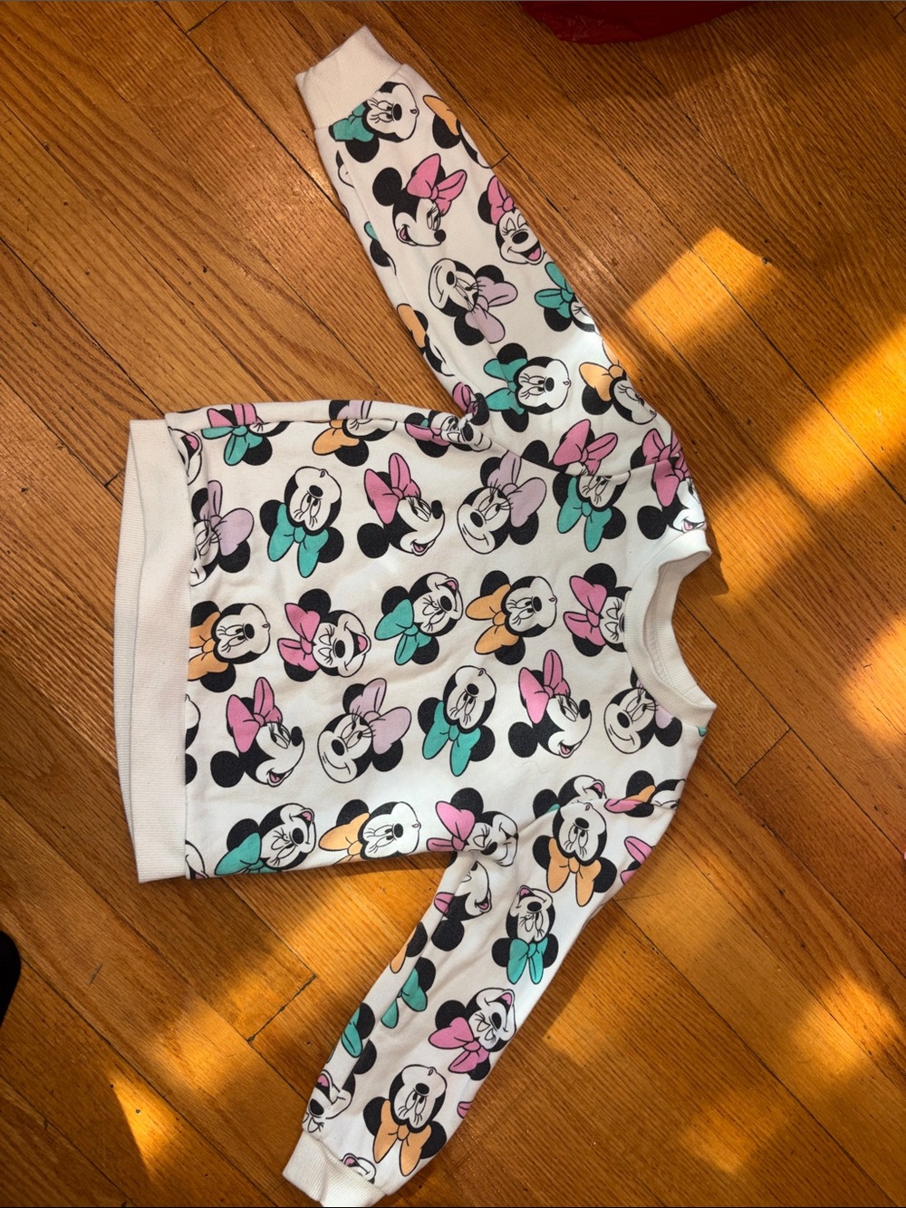 Primark White Kids Sweatshirt with Pink, Teal, Lilac and Orange Minnie Print